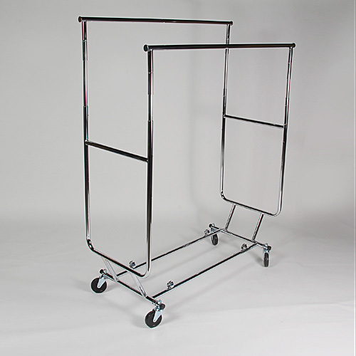 COLLAPSIBLE DOUBLE CLOTHING RACK CHROME 50"W Matthews Store Fixtures