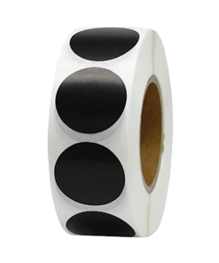 1 1/4" CIRCLE STICKER BLACK (500 PER ROLL)