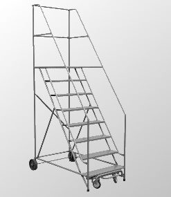 7 STEP ROLLING LADDER W/ STEP LOCK AND KNOCK DOWN OPTION