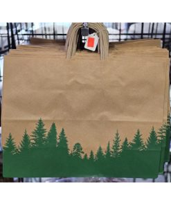 PAPER BAG GREEN TREES 16X6X12 (25 PER PKG)