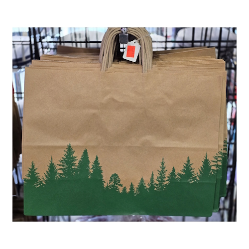 PAPER BAG GREEN TREES 16X6X12 (25 PER PKG)